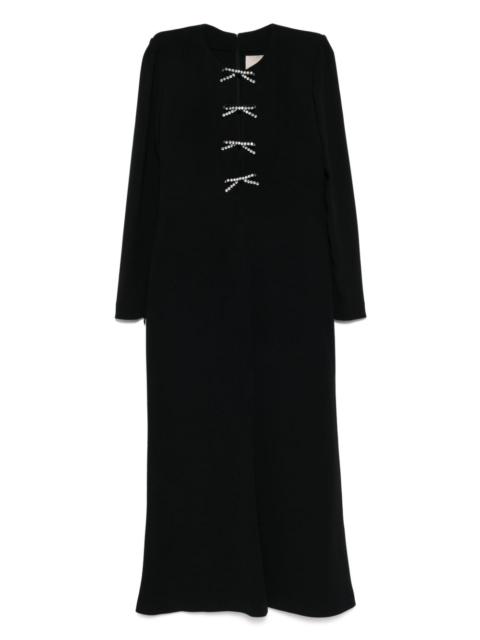 crystal-bow midi dress