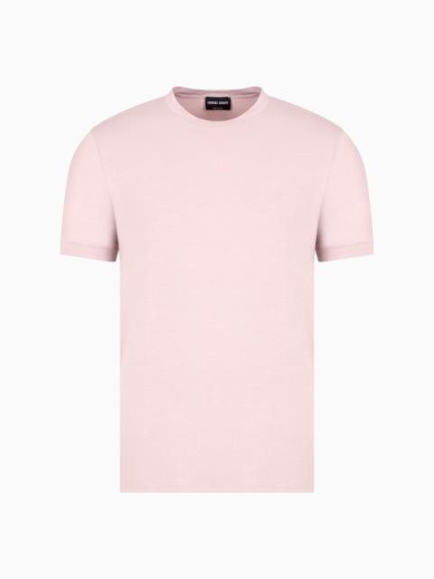 CREW-NECK LONG-SLEEVED T-SHIRT IN STRETCH VISCOSE JERSEY