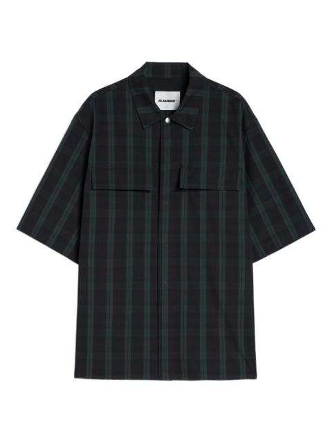 Technical check pockets cotton shirt