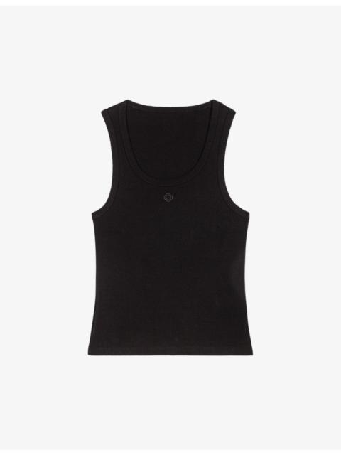 Logo-embroidered ribbed stretch-cotton vest