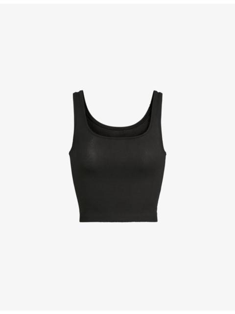 Ribbed stretch-cotton tank top