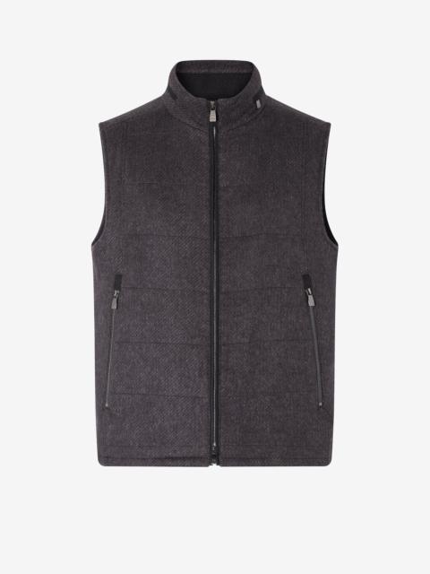 Blue micropatterned silk and cashmere waistcoat