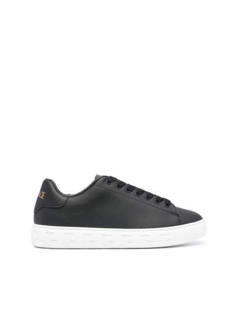 Greca-embossed leather sneakers