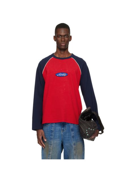 Red & Navy Logo Wappen Raglan LS T-shirt