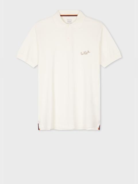 White Cotton Signature Logo Polo Shirt