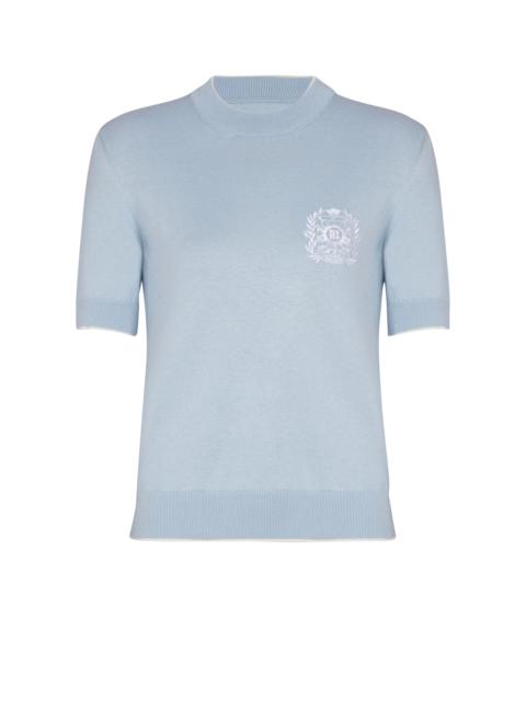 Balmain Emblème-embroidered knit top