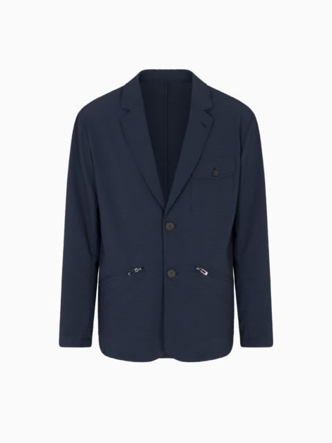 SINGLE-BREASTED NYLON SEERSUCKER BLAZER