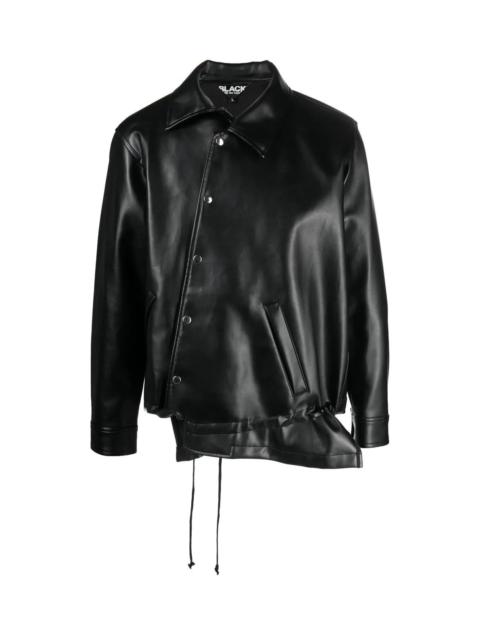 ASYMMETRIC-HEM ARTIFICIAL LEATHER JACKET