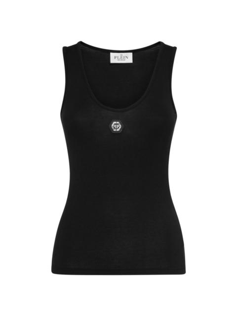 logo-appliquÃ©d cotton tank top