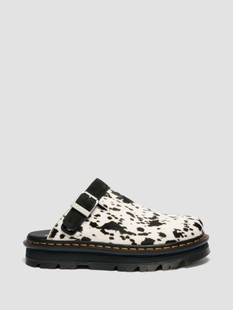 Zebzag Dalmatian Hair On Leather Slingback Platform Mules