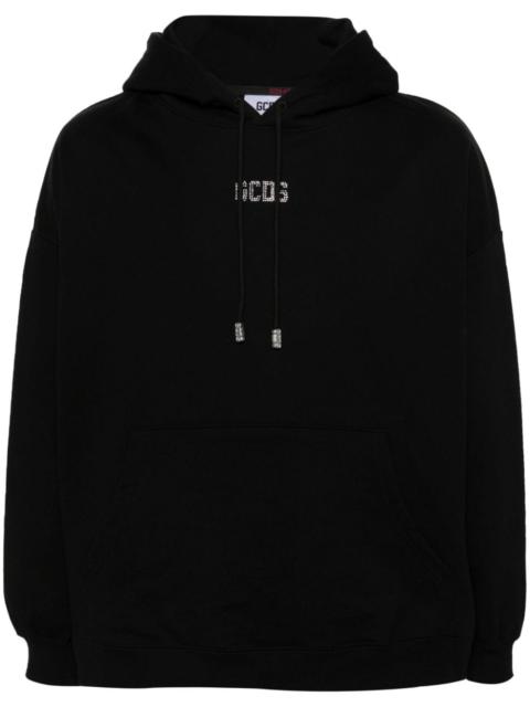 crystal-embellished-logo cotton hoodie