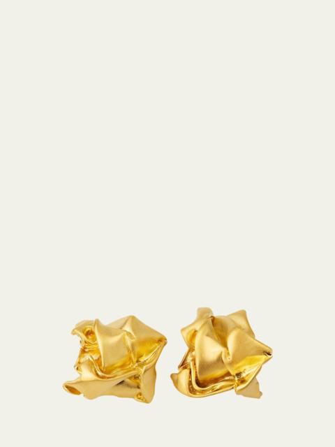 Gold Plated Recycled Sterling Silver Crunched Stud Earrings