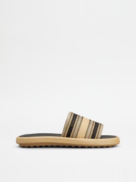 SANDALS IN FABRIC - BEIGE, BLACK