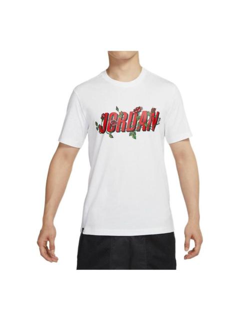 Air Jordan Brand Sorry Alphabet Logo Printing Round Neck Short Sleeve White DQ7389-100