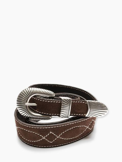 NUDIE JEANS WESTERN RANCH SUEDE BELT TOFFEE BROWN