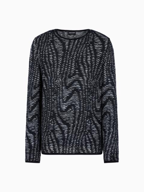 JACQUARD COTTON, VISCOSE AND CASHMERE CREW-NECK JUMPER