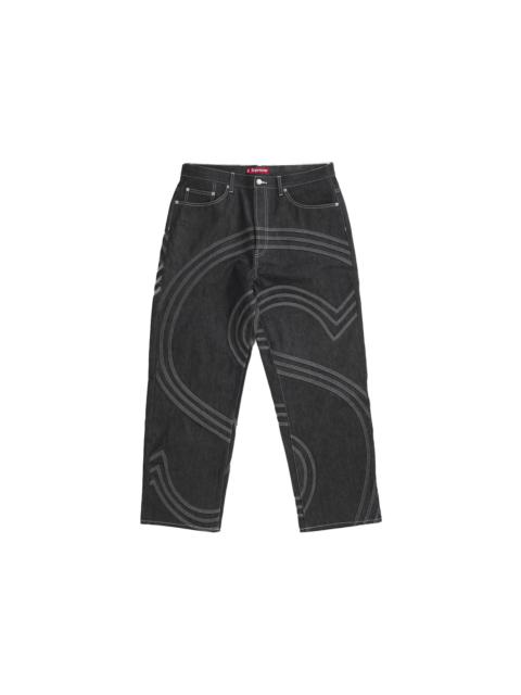 Supreme S Logo Rigid Baggy Jean Black
