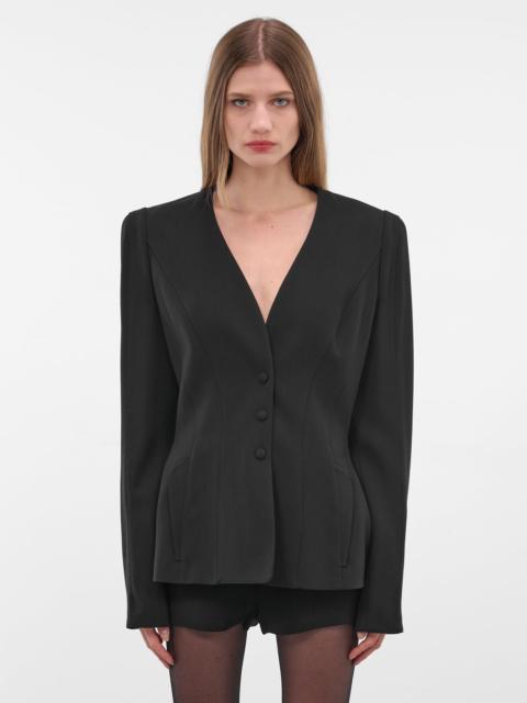 Black Re/edit Wool Lapelless Blazer
