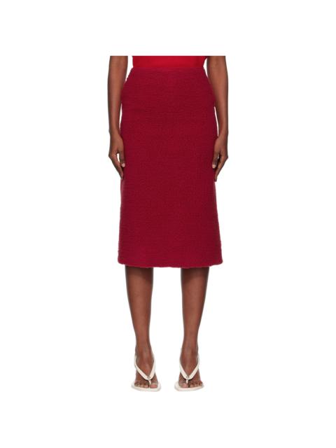 Red Fleece Combi H-Line Midi Skirt