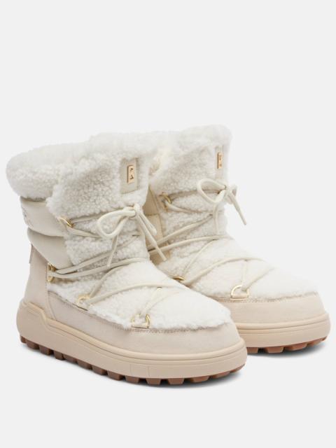 Chamonix shearling-trimmed suede snow boots