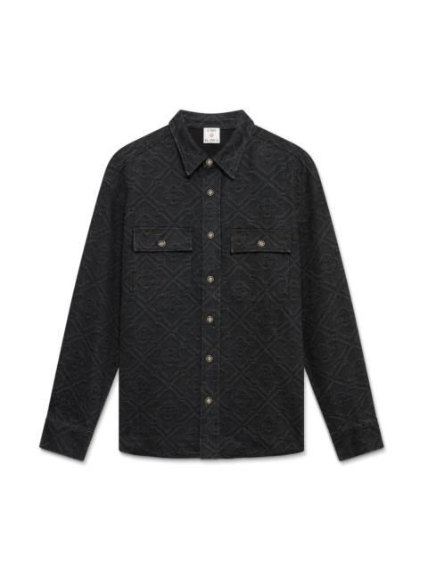 Black Laser Long Sleeve Denim Shirt