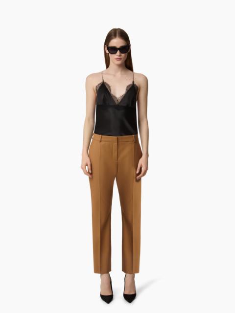 Brown Straight Wool Pants
