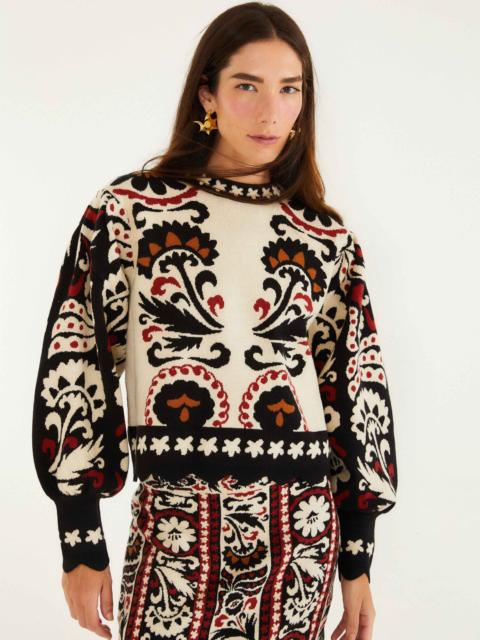 Stripes Winter Tapestry Knit Sweater