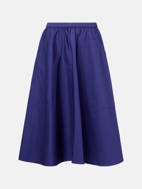 High-rise cotton midi skirt