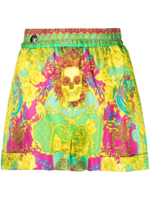 baroque-print shorts