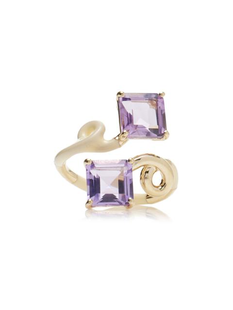 9K Gold, Amethyst, And Enamel Ring multi