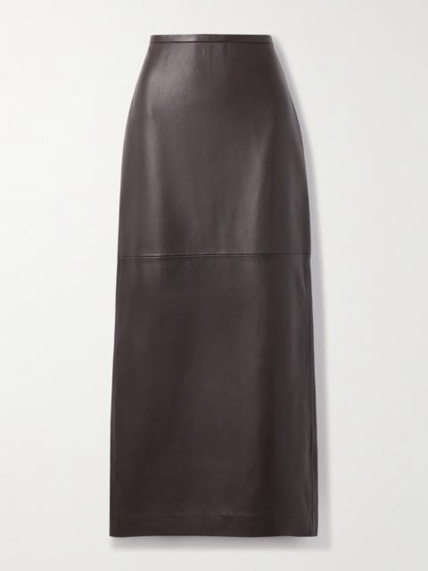 Paneled Leather Maxi Skirt