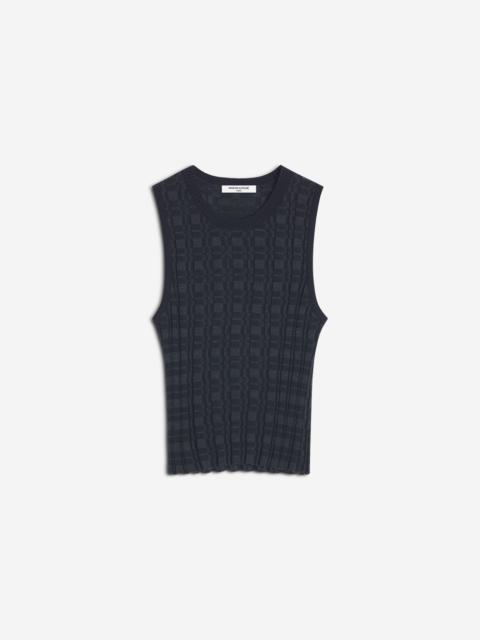 MERINO WOOL RIB CHECK TOP