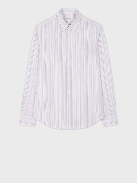 Slim-Fit White 'Signature Stripe' Cotton Shirt