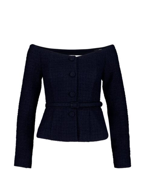 off-shoulder bouclé top