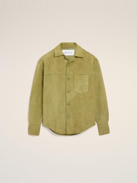 GREEN GOAT LEATHER BUTTONED OVERSHIRT