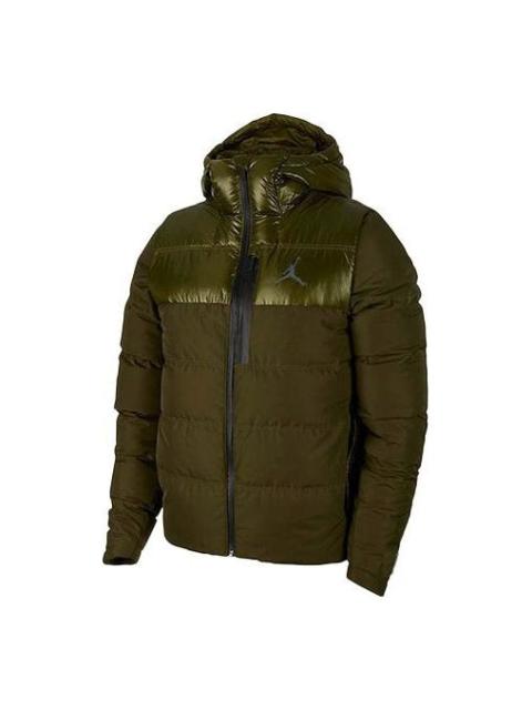 Air Jordan Windproof Stay Warm Casual hooded down Jacket Green 924676-395