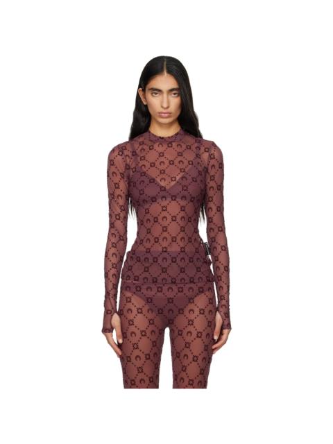 Burgundy Moonogram Mesh Flock T-shirt