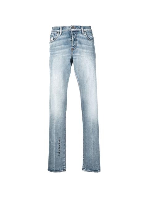 straight-leg light wash jeans