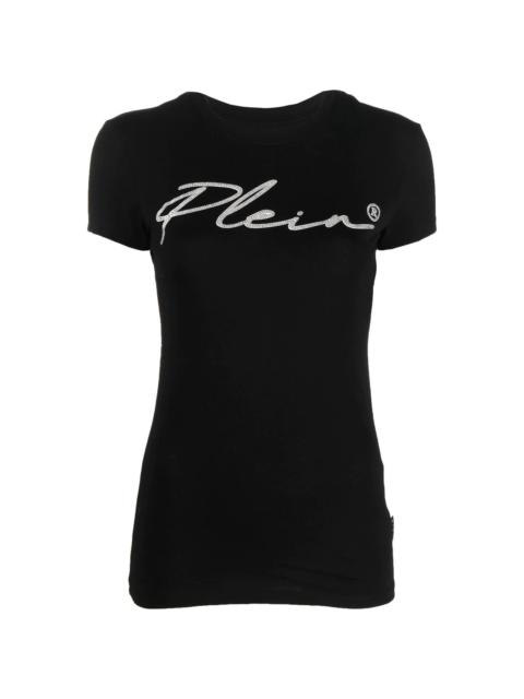 crystal-embellished logo cotton T-shirt