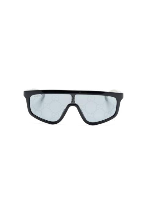 lens-decal shield-frame sunglasses
