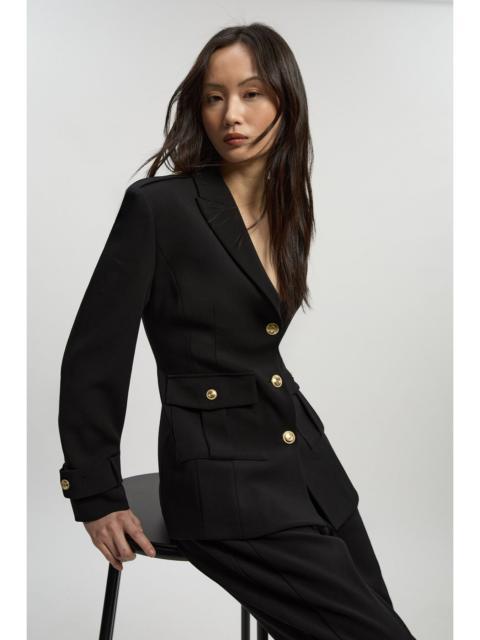 Compact Stretch Tailored Military Single Breasted Blazer