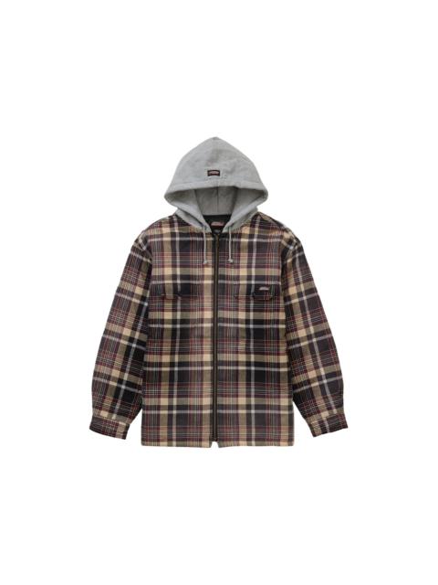 Supreme Dickies Plaid Hooded Zip Up Shirt Heather Grey