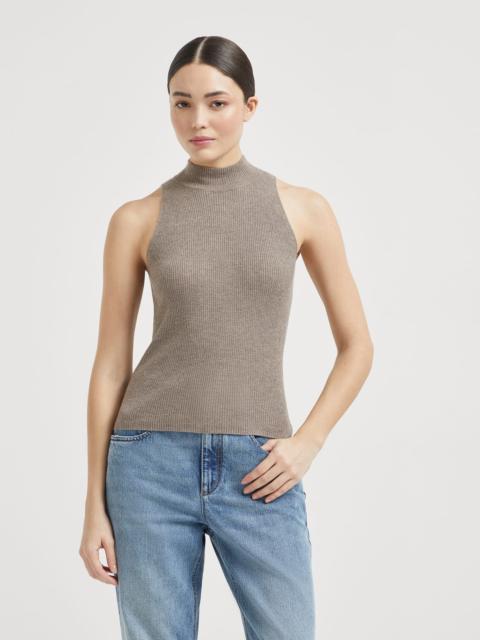 Sparkling cashmere lightweight rib knit top