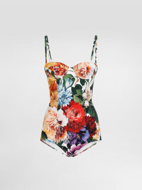 flower-print padded one-piece swimsuit