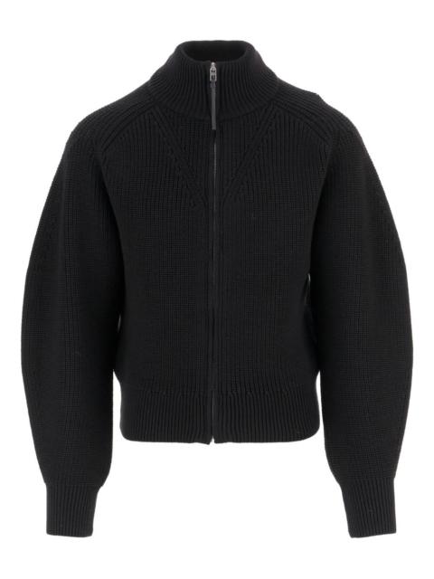 zip-front merino-wool cardigan