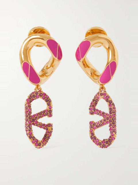 Valentino Garavani VLOGO gold-tone, crystal and enamel earrings