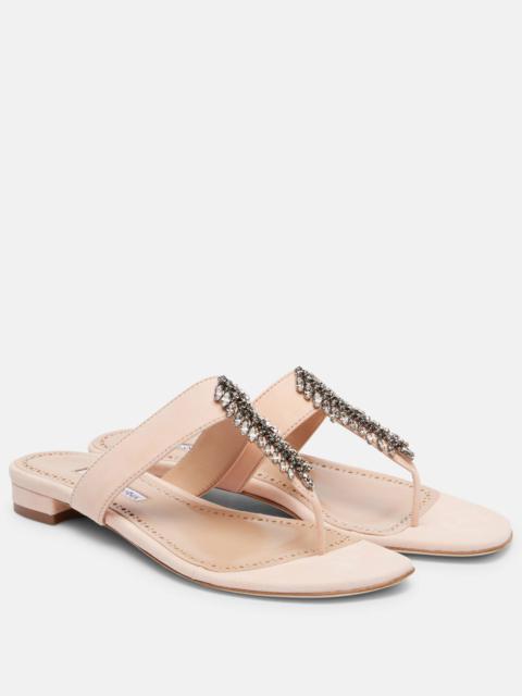 Bizaba embellished suede thong sandals