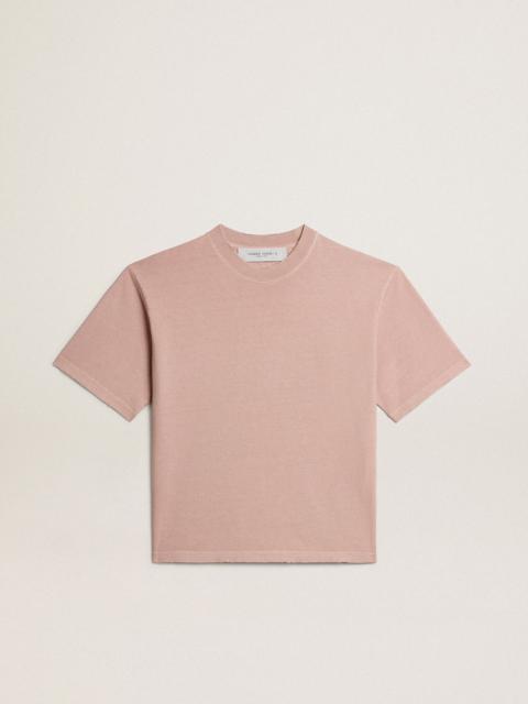 Powder-pink T-shirt with reverse logo on the back - Boxy fit