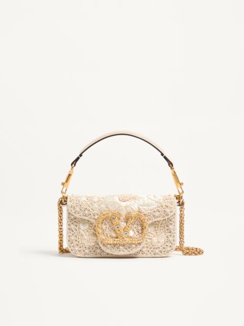 VALENTINO GARAVANI LOCÒ SMALL EMBROIDERED SHOULDER BAG WITH JEWEL LOGO