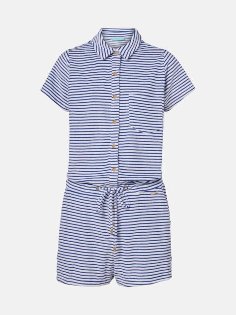 Cheryl striped cotton-blend romper